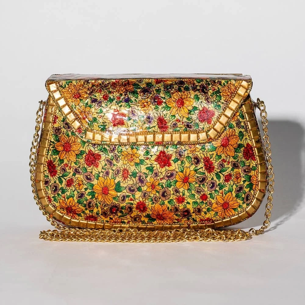 Antik Kraft Amoli Metal Clutch Purse in Floral Print - Picture 1 of 10